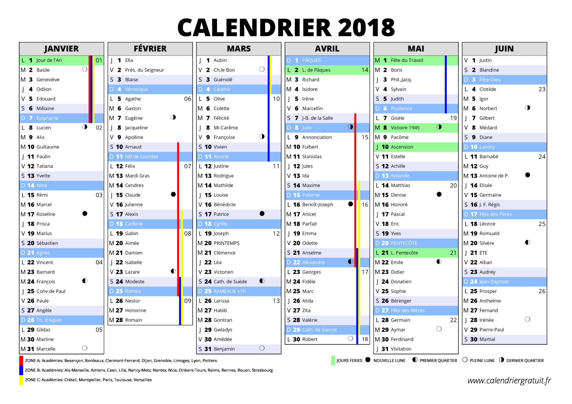 calendrier 2018 calendrier excel 2015 · 1er semestre 2018 ...