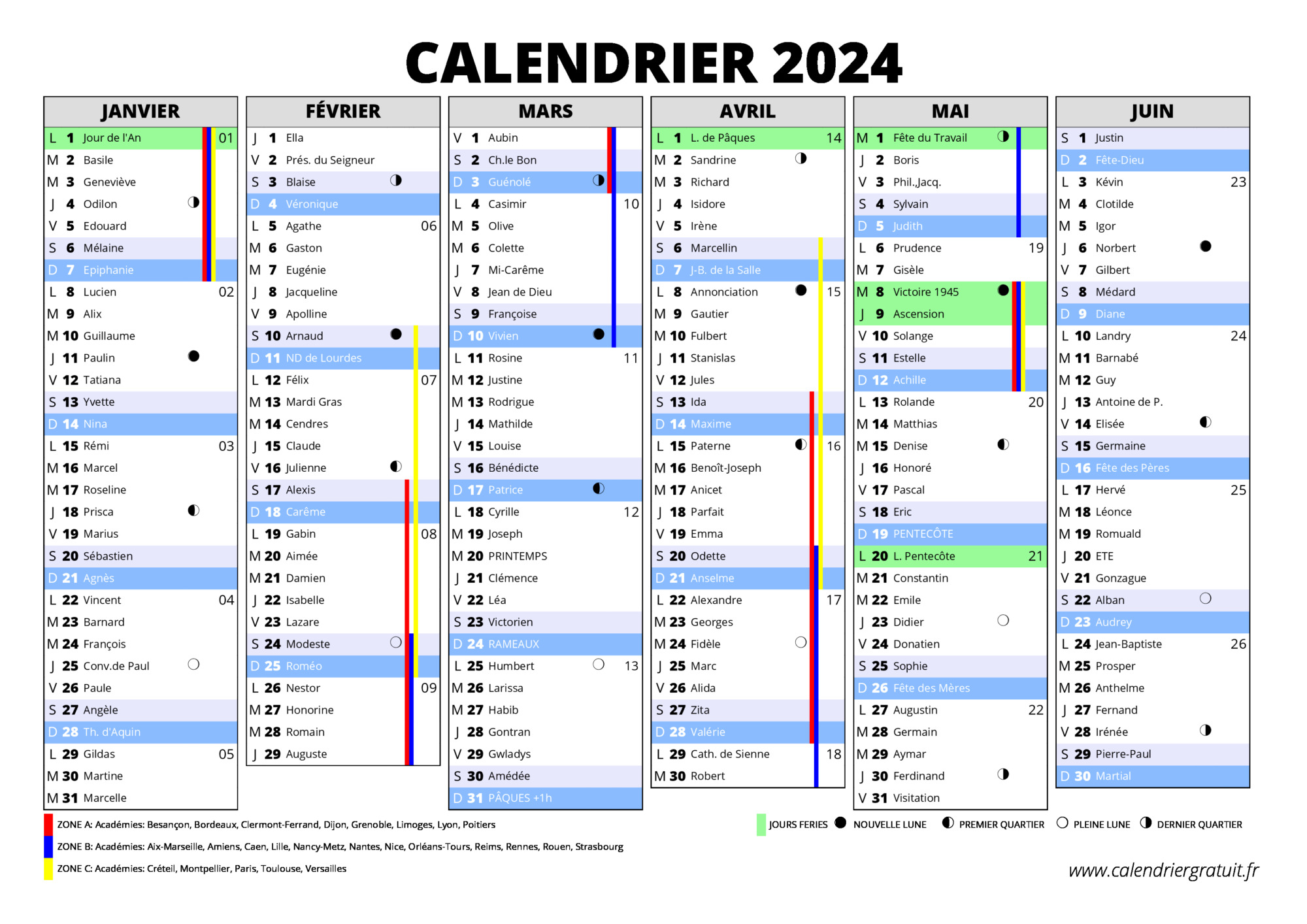 Calendrier 2024