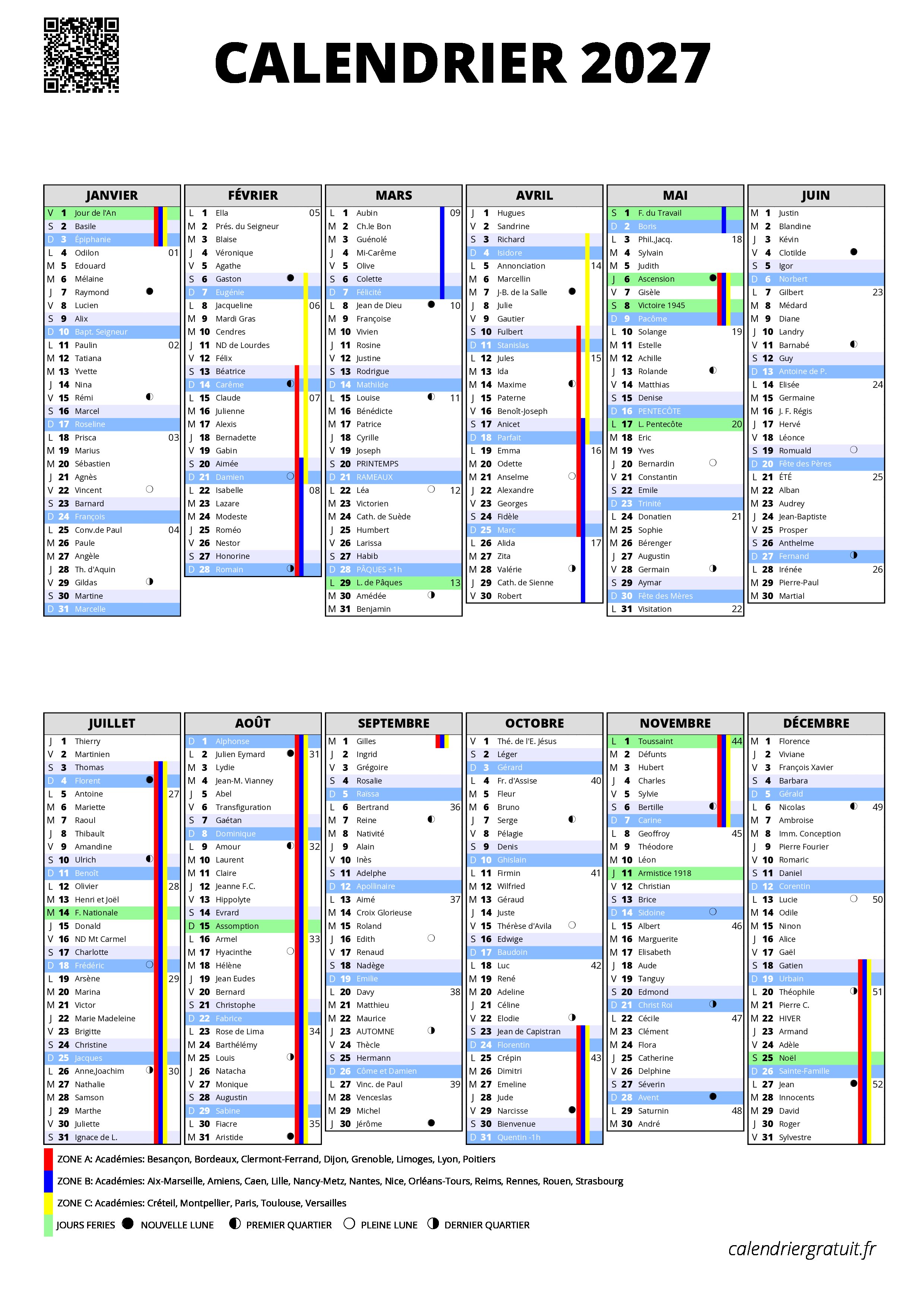 Calendrier 2027