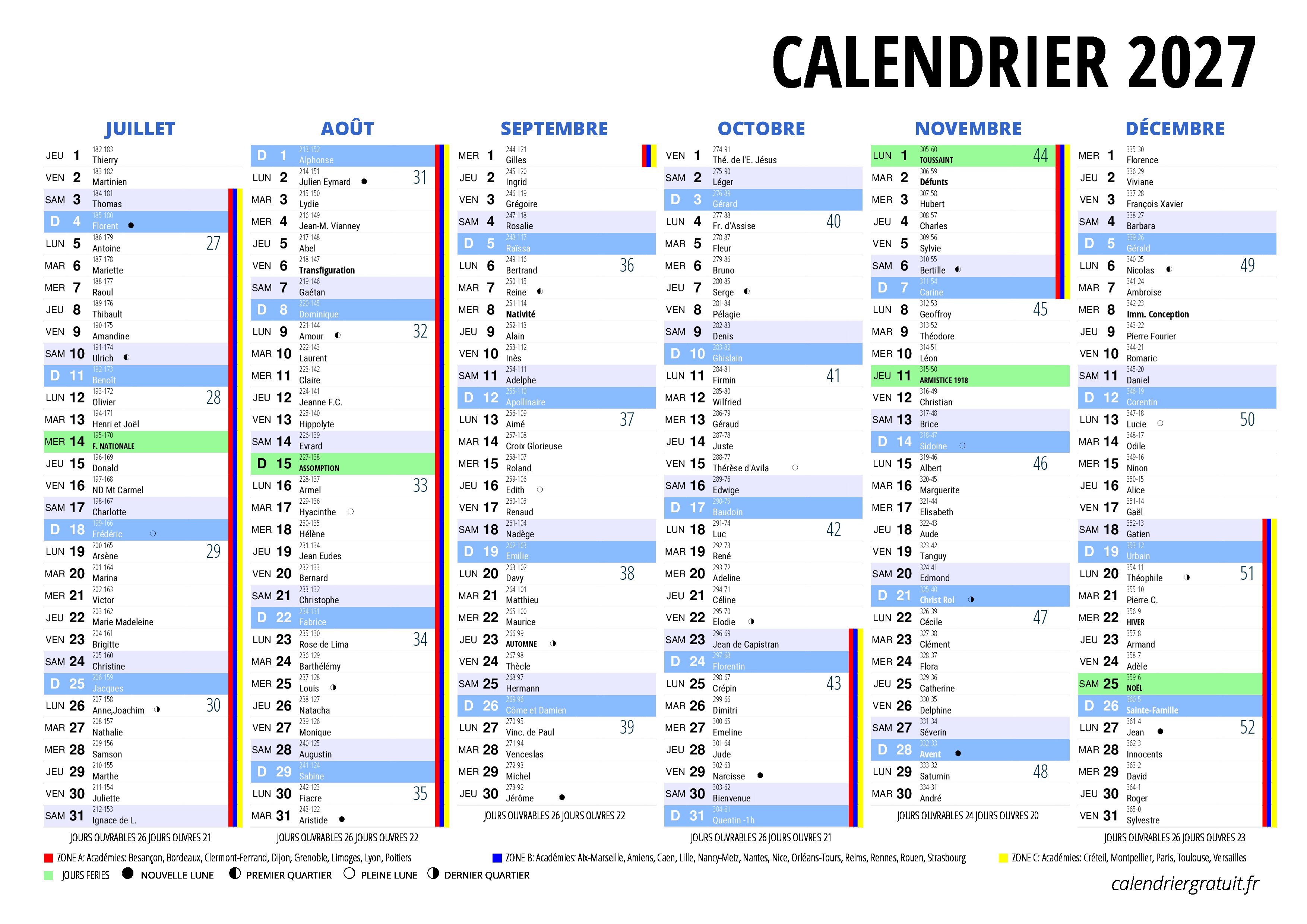Calendrier 2027 Calendriergratuit fr Calendrier 2027 Calendriergratuit fr
