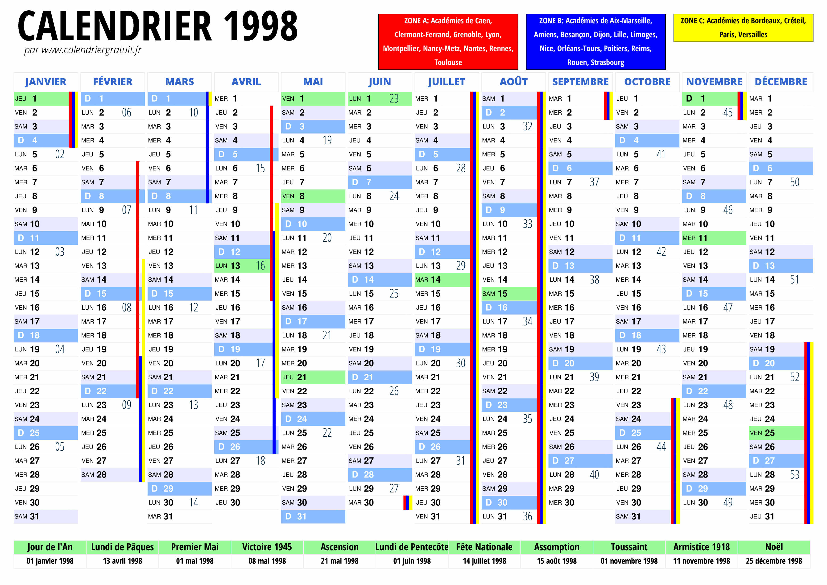 Calendrier 1998 Calendriergratuit fr Calendrier 1998 Calendriergratuit fr