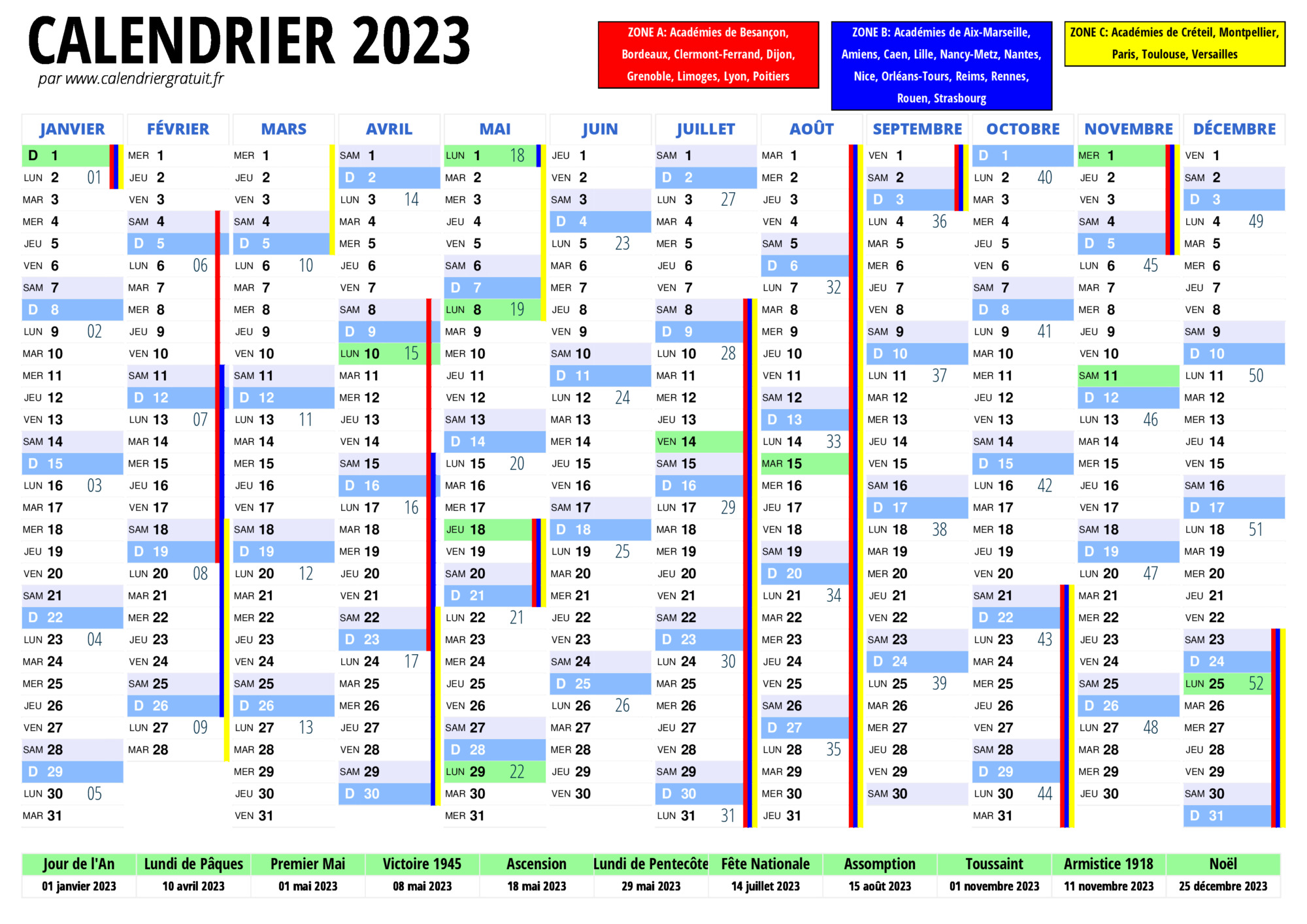 Calendrier 2023