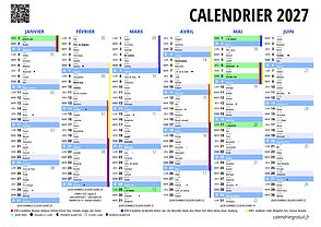 Calendrier annuel 2027 à imprimer