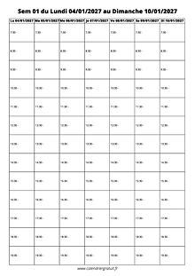 Aperçu calendrier hebdomadaire