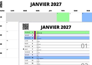 Calendrier mensuel 2027 PDF