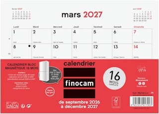 Calendrier mensuel magnétique frigo