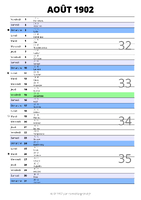 calendrier août 1902 au format portrait pour prendre des notes
