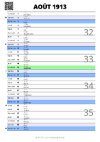 calendrier août 1913 au format portrait pour prendre des notes