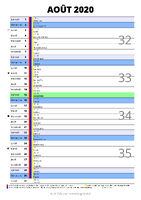 calendrier août 2020 au format portrait pour prendre des notes