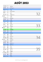 calendrier août 2053 au format portrait pour prendre des notes
