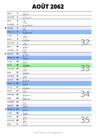 calendrier août 2062 au format portrait pour prendre des notes