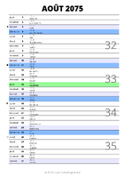 calendrier août 2075 au format portrait pour prendre des notes
