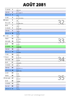 calendrier août 2081 au format portrait pour prendre des notes