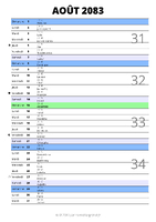 calendrier août 2083 au format portrait pour prendre des notes