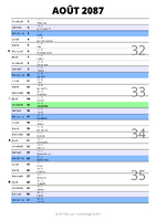 calendrier août 2087 au format portrait pour prendre des notes