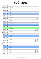 calendrier août 2090 au format portrait pour prendre des notes