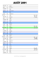 calendrier août 2091 au format portrait pour prendre des notes