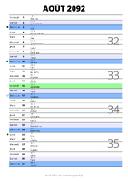 calendrier août 2092 au format portrait pour prendre des notes
