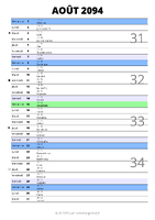 calendrier août 2094 au format portrait pour prendre des notes