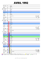 calendrier avril 1992 au format portrait pour prendre des notes