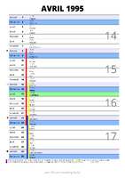 calendrier avril 1995 au format portrait pour prendre des notes