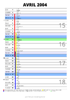 calendrier avril 2004 au format portrait pour prendre des notes