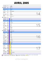calendrier avril 2005 au format portrait pour prendre des notes