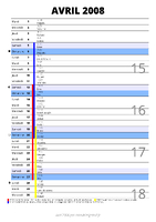 calendrier avril 2008 au format portrait pour prendre des notes