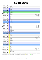 calendrier avril 2010 au format portrait pour prendre des notes