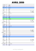 calendrier avril 2050 au format portrait pour prendre des notes