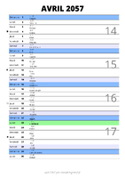 calendrier avril 2057 au format portrait pour prendre des notes