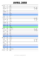calendrier avril 2058 au format portrait pour prendre des notes