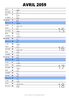 calendrier avril 2059 au format portrait pour prendre des notes