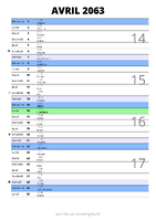 calendrier avril 2063 au format portrait pour prendre des notes