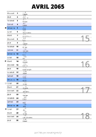 calendrier avril 2065 au format portrait pour prendre des notes
