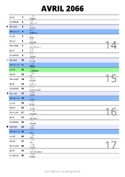 calendrier avril 2066 au format portrait pour prendre des notes