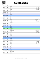 calendrier avril 2069 au format portrait pour prendre des notes