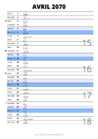 calendrier avril 2070 au format portrait pour prendre des notes