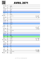 calendrier avril 2071 au format portrait pour prendre des notes