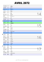 calendrier avril 2072 au format portrait pour prendre des notes