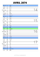 calendrier avril 2074 au format portrait pour prendre des notes