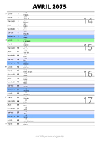 calendrier avril 2075 au format portrait pour prendre des notes
