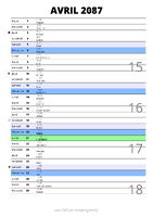 calendrier avril 2087 au format portrait pour prendre des notes