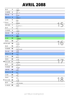 calendrier avril 2088 au format portrait pour prendre des notes