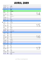 calendrier avril 2089 au format portrait pour prendre des notes