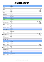 calendrier avril 2091 au format portrait pour prendre des notes