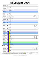 calendrier décembre 2021 au format portrait pour prendre des notes
