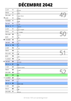 calendrier décembre 2042 au format portrait pour prendre des notes