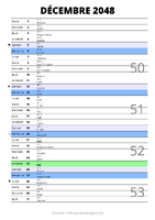 calendrier décembre 2048 au format portrait pour prendre des notes