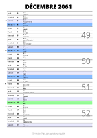 calendrier décembre 2061 au format portrait pour prendre des notes